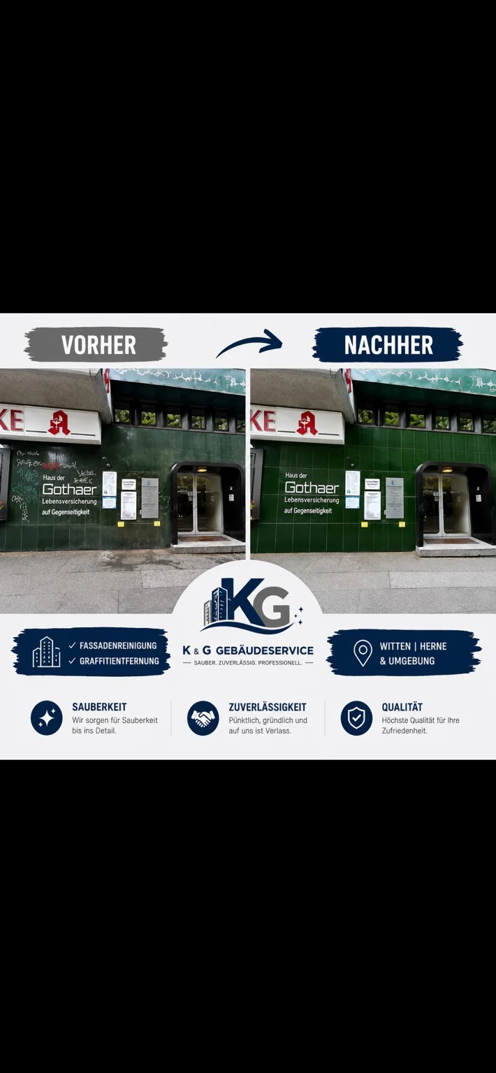 Vorher-Nachher Referenz einer Fassadenreinigung